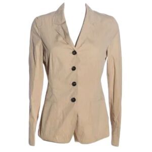 Rene Lezard cotton blend fitted blazer jacket cream color with buttons size 6